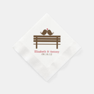 Love Birds on Park Bench {red} Napkin