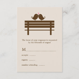 Love Birds on Park Bench Wedding RSVP Card