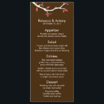 Love Birds on Tree Wedding Menu Cards<br><div class="desc">Spring or nature themed wedding invitations feature two brown bird silhouettes perched on a tree limb with peach or pink leaves on a beautiful aqua blue background. Visit our store for matching products.  Heartlocked</div>