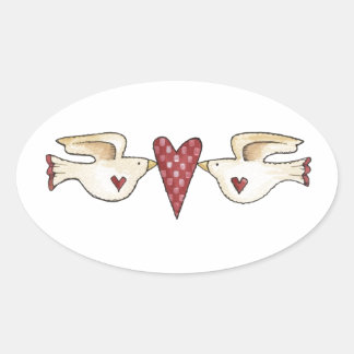love birds oval sticker