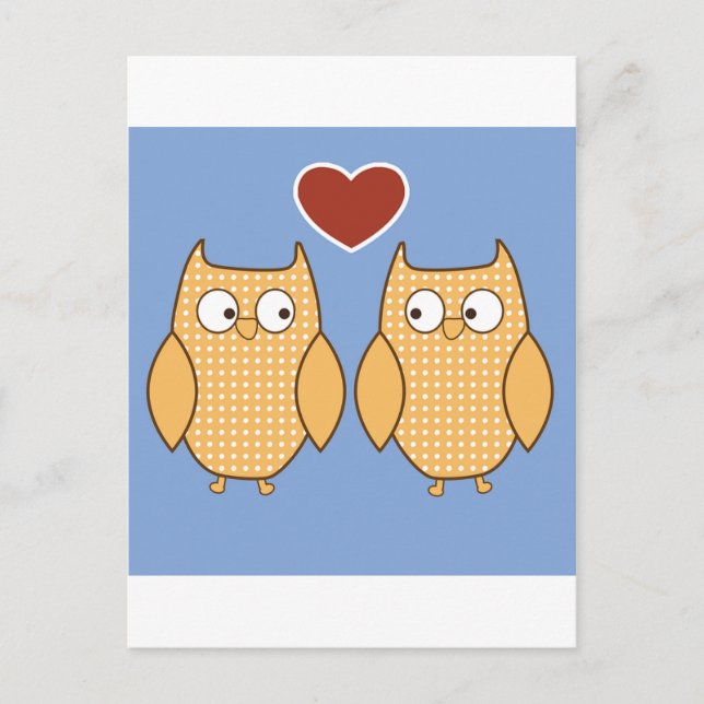 Love Birds Owls Blossom Heart Destiny Shower Party Postcard (Front)