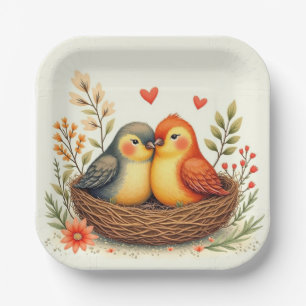 Love Birds Paper Plate