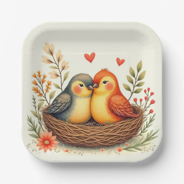 Love Birds Paper Plate (Front)