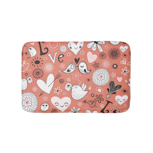 Love Birds Pattern Bath Mat (Front)