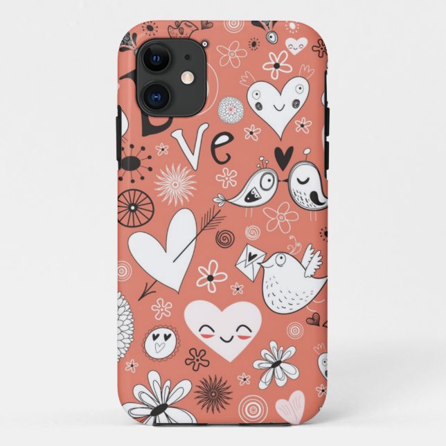Love Birds Pattern Case-Mate iPhone Case (Back)