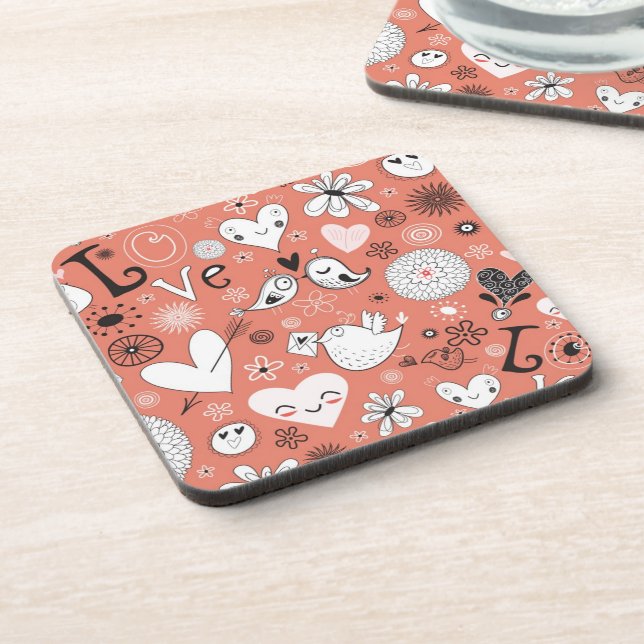 Love Birds Pattern Coaster (Left Side)