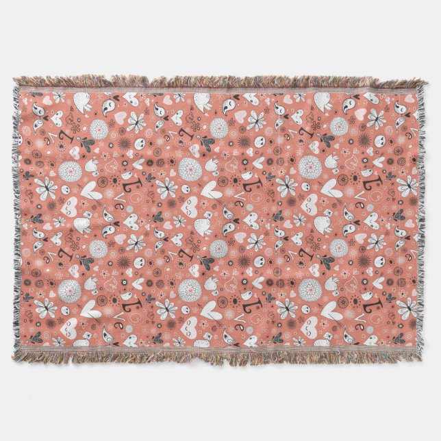 Love Birds Pattern Throw Blanket (Front)