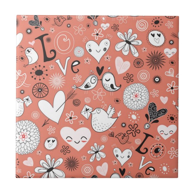 Love Birds Pattern Tile (Front)