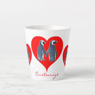Love Birds Penguin Couple Hearts Thunder_Cove Latte Mug