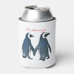 Love Birds Penguin Couple Thunder_Cove Can Cooler