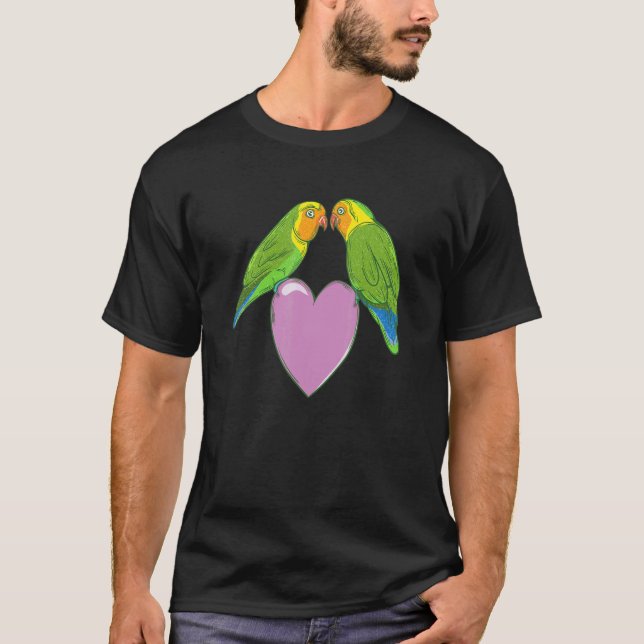 Love birds perched on a heart T-Shirt (Front)