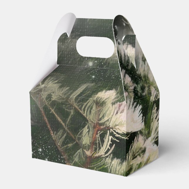 Love Birds + Pine Tree Night Wedding Custom Favour Box (Front Side)