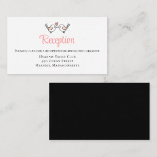 Love Birds Pink Lovebirds Black Wedding Reception Enclosure Card