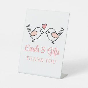 Love Birds Pink Lovebirds Wedding Cards & Gifts Pedestal Sign
