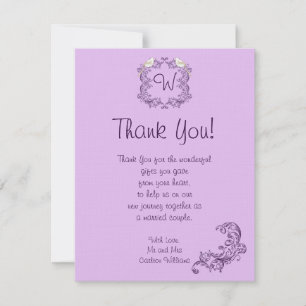 Love Birds Purple/Lavender Wedding Thank You Card