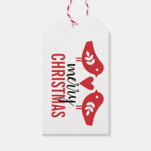 Love Birds Red and White Scandinavian Birds Gift Tags