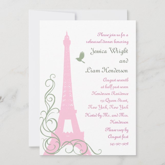 Love Birds Rehearsal Dinner Invitation (Front)