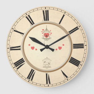 Love Birds Roman Numeral Large Clock