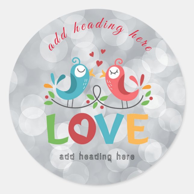 Love Birds Round Sticker (Front)