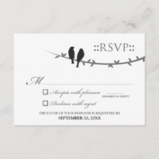 Love Birds RSVP Card (black & white)