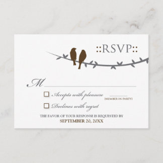 Love Birds RSVP Card (chocolate & white)