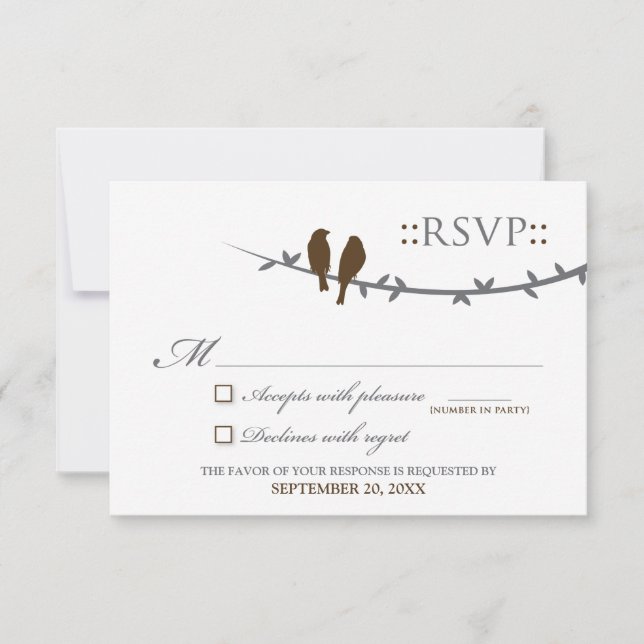 Love Birds RSVP Card (chocolate & white) (Front)
