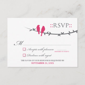 Love Birds RSVP Card (fuchsia & white)