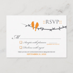 Love Birds RSVP Card (orange & white)