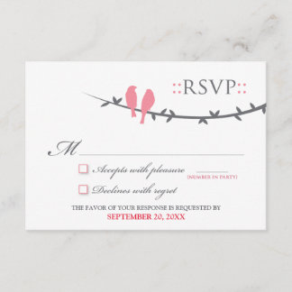 Love Birds RSVP Card (pink & white)