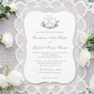 Love Birds "S" Monogram Wedding Invitation
