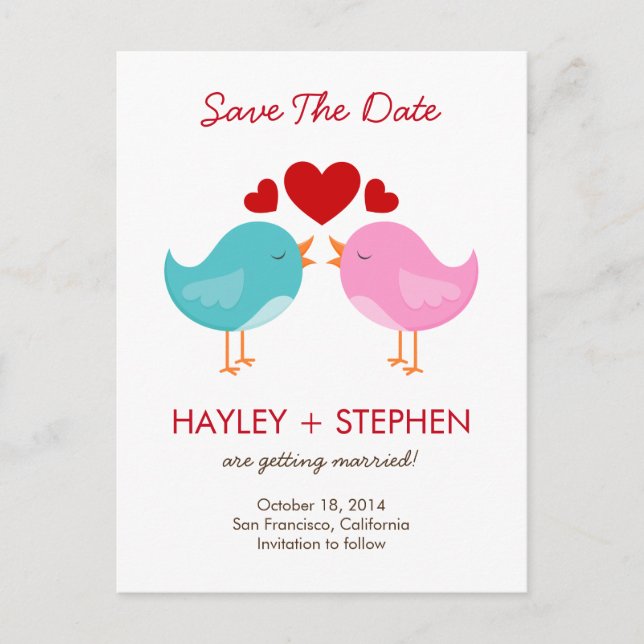 Love Birds Save The Date Card (Front)