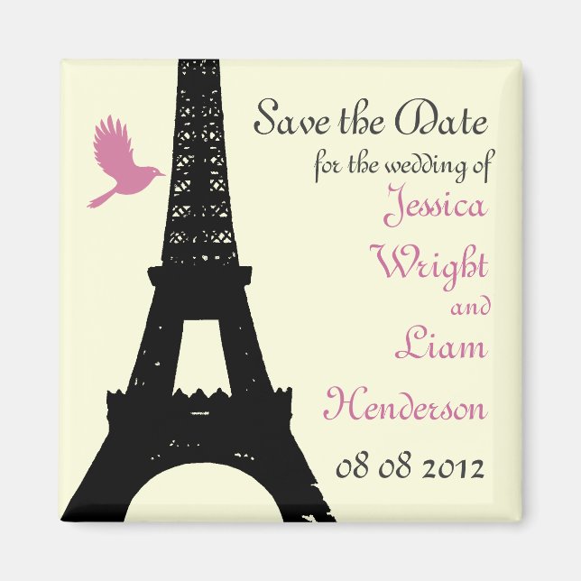 Love Birds Save the Date (off white) Magnet (Front)