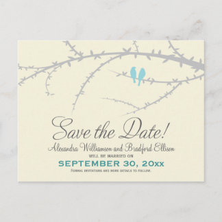 Love Birds Save the Date Postcard (baby blue)