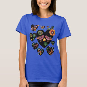 Love Birds Scandinavian Folk Art  T-Shirt