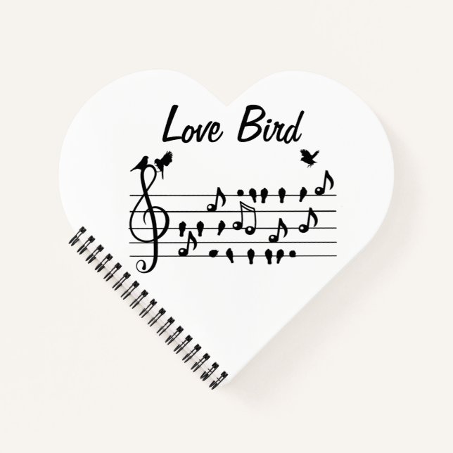 Love birds singing song in between musical notes   notebook (Front)