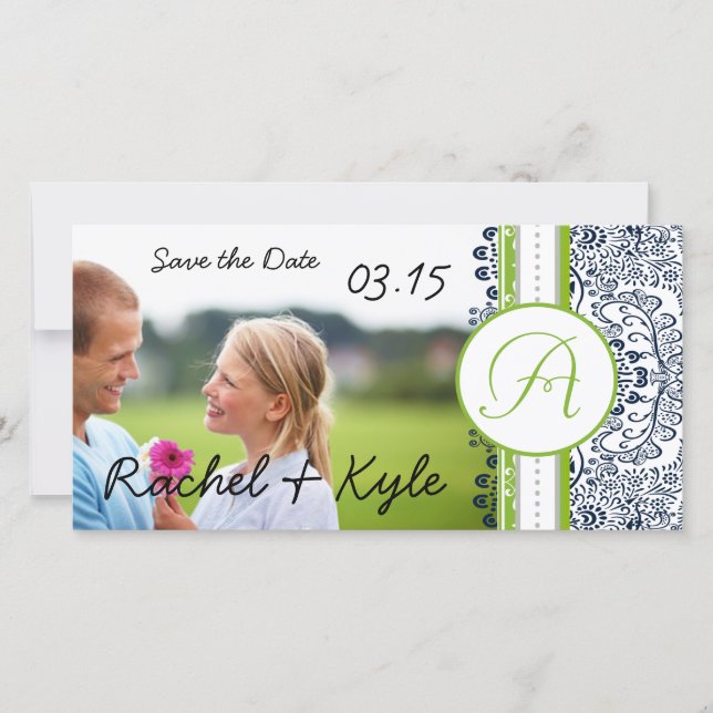 Love Birds Something Blue Green Enchantment Save The Date (Front)
