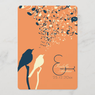 Love Birds Song Wedding Invitation Orange