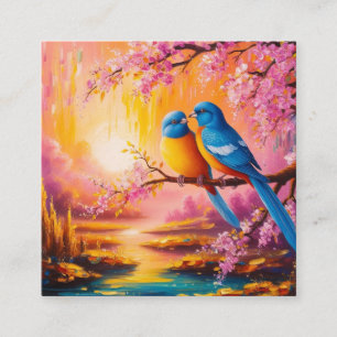 Love birds square business card