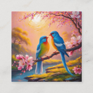 Love birds square business card