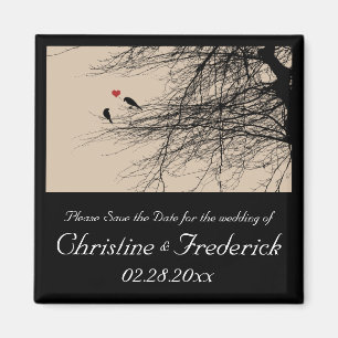 Love Birds, square save the date magnet