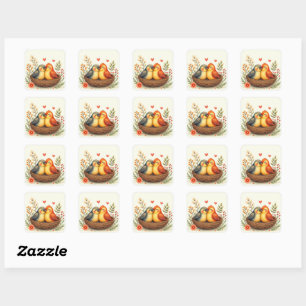 Love Birds Square Sticker