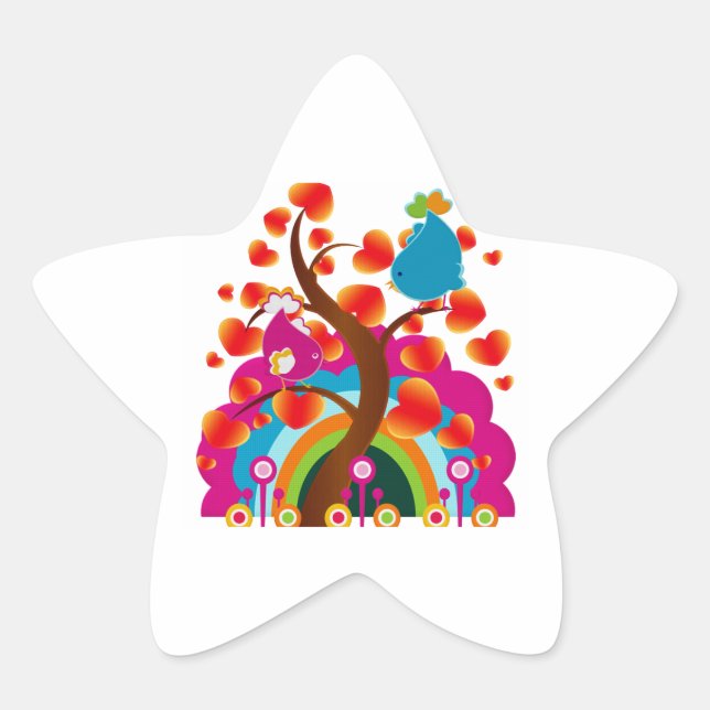 Love Birds Star Sticker (Front)