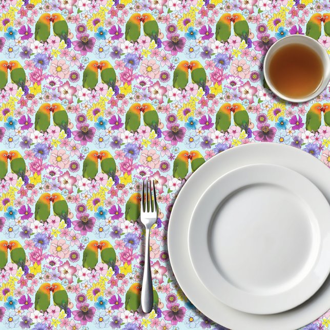 Love Birds Tropical Flower Tablecloth (Creator Uploaded)