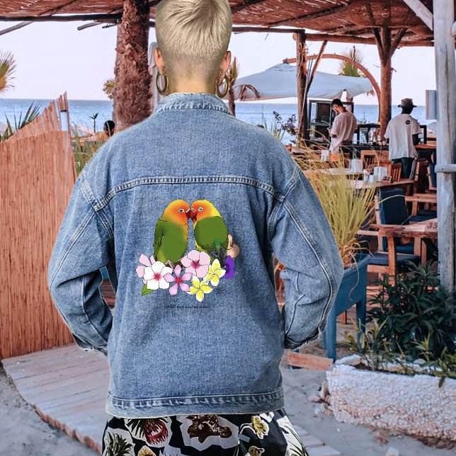 Love Birds Tropical Flowers Denim Jacket (Creator Uploaded)