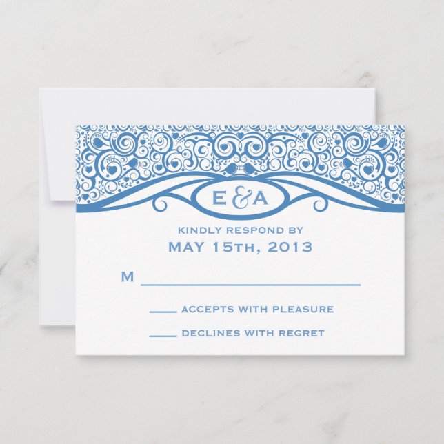 Love Birds Vine Pattern R.S.V.P. RSVP Card (Front)