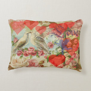 Love Birds Vintage Antique Heart Decorative Cushion