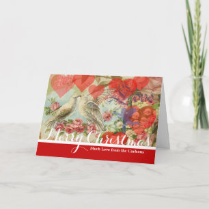 Love Birds Vintage Antique Heart Holiday Card