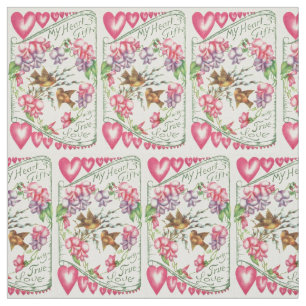 Love Birds Vintage Valentine's Day Fabric