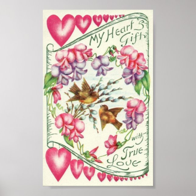 Love Birds Vintage Valentine's Day Poster (Front)