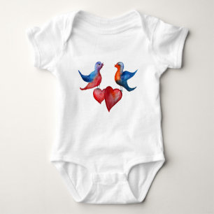 Love Birds, Watercolor Birds Jersey Bodysuit